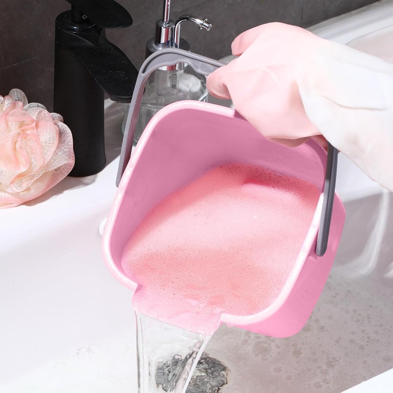 Yaomiao 4 Pcs Cleaning Bucket 3 Quart Small Sanitizing Square Bucket Detergent Pail with Measurements Spout and Handle for Home Commercial Use Restaurant Kitchen Office (Pink) - Image 5